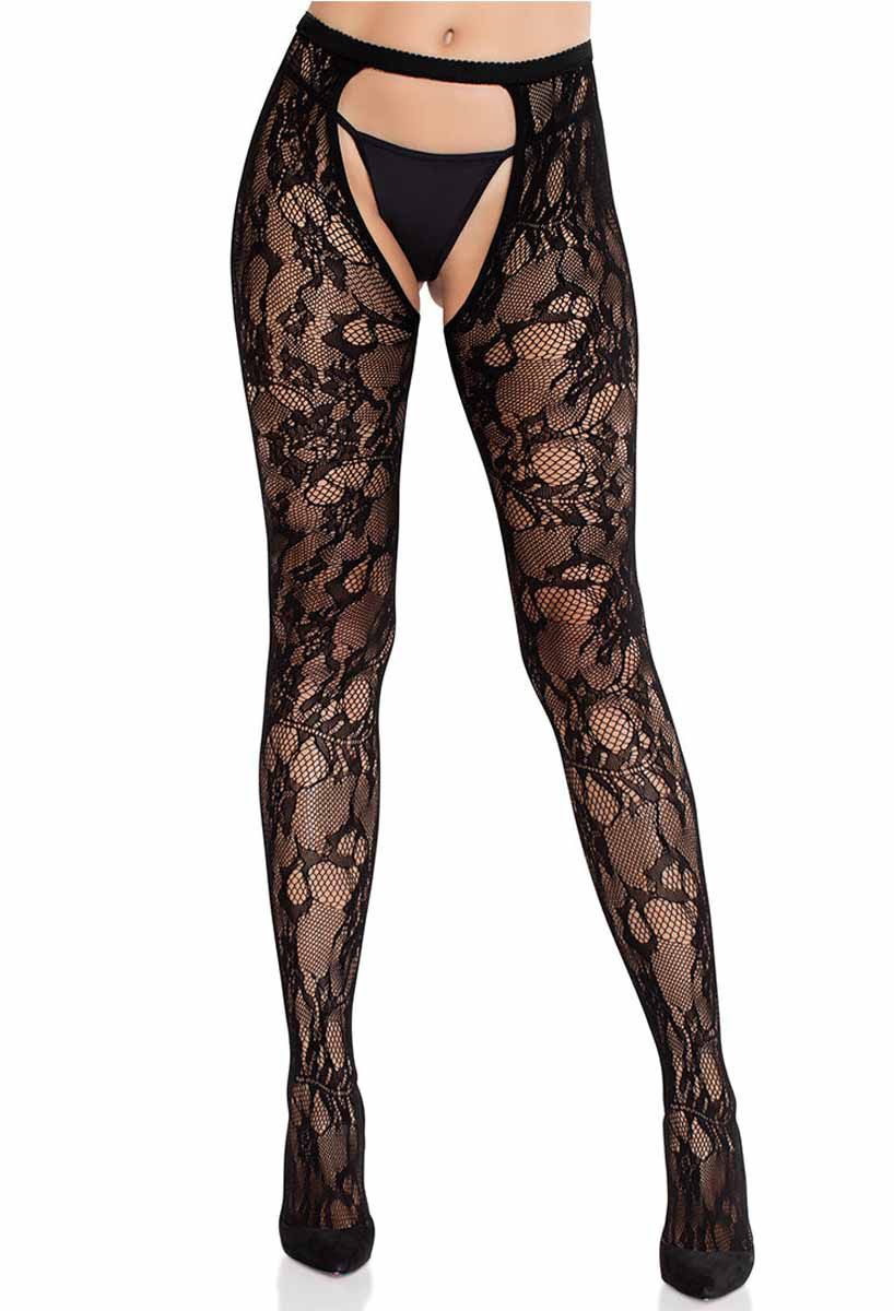 LEG+AVENUE+%2D+ROSE+LACE+CROTCHLESS+TIGHTS+WITH+OPEN+BACK+OS