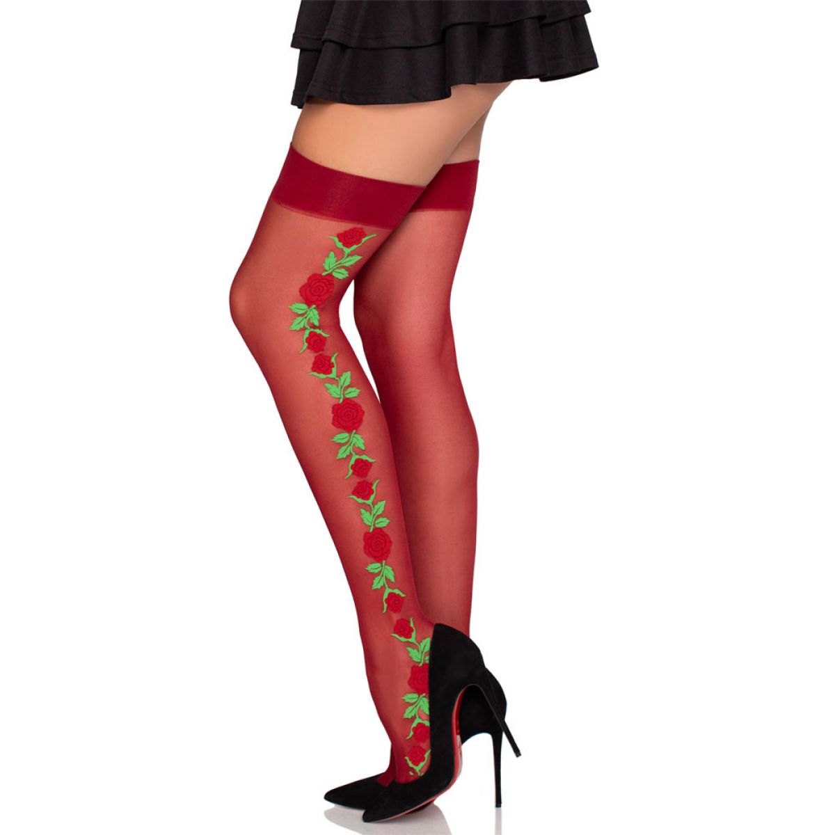 LEG+AVENUE+%2D+SPANDEX+THIGH+HIGHS+WITH+ROSES+OS