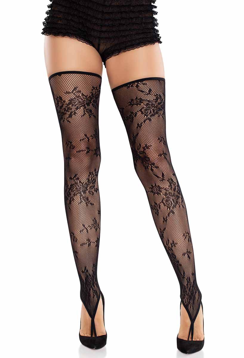 LEG+AVENUE+%2D+FLORAL+NET+TOE+LOOP+FOOTLESS+THIGH+HIGHS+OS