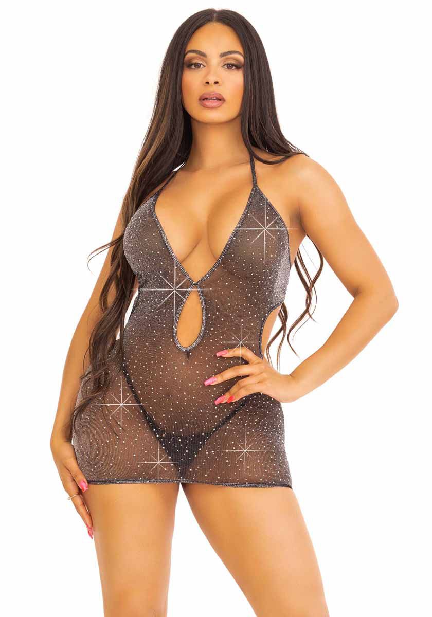 LEG+AVENUE+%2D+LUREX+RHINESTONE+KEYHOLE+HALTER+DRESS+BLACK+OS