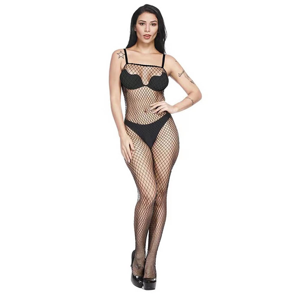 BODYSTOCKING+PAMELA+CROTCHLESS+FISHNET+BLACK+OS