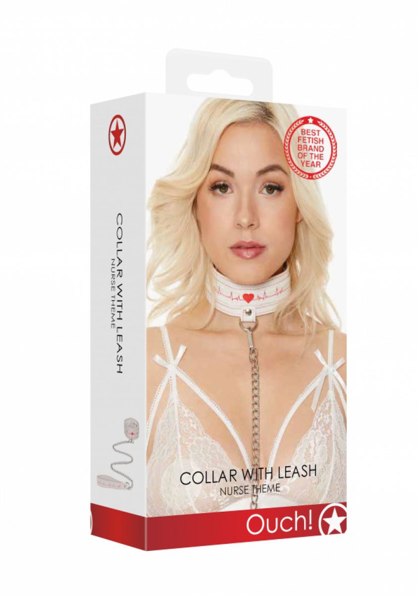 OUCH%21+%E2%80%93+COLLAR+WITH+LEASH+NURSE+THEME+WHITE