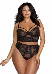 Dreamgirl - Stretch Mesh & Stretch Galloon Lace Bustier Black