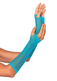 LEG AVENUE - TRIANGLE NET FINGERLESS GLOVES NEON BLUE