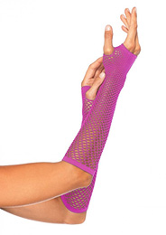 LEG AVENUE - TRIANGLE NET FINGERLESS GLOVES PINK