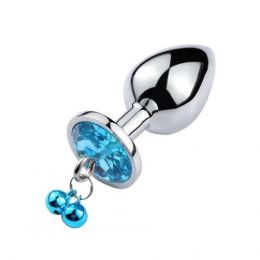 PASSION LABS - METALLIC BUTT PLUG WITH BELLS SMALL BLUE