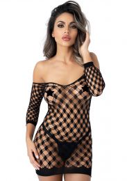 DARING INTIMATES - DELUXE FENCE NET MINIDRESS ONE SIZE BLACK