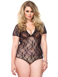 Leg Avenue - Floral Lace Teddy Black Queen Size