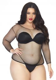 LEG AVENUE - PLUS SIZE SLEEVED INDUSTRIAL NET SHIRT BLACK