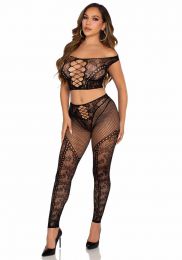 LEG AVENUE - OFF SHOULDER CROP TOP AND LEGGING OS