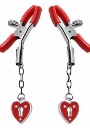 XR BRANDS - CHARMED HEART PADLOCK NIPPLE CLAMPS