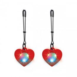 CHARMED - HEART TWEEZER NIPPLE CLAMPS WITH LED LIGHTS