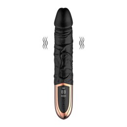JGF TOYS - BLACK ORCHID SILICONE VIBRATOR WITH LCD SCREEN 23CM