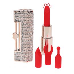 LOVELINE - ANGEL LIPSTICK VIBRATOR WITH 4 ATTACHMENTS