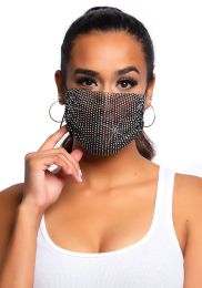 LEG AVENUE - HARLOW RHINESTONES FACE MASK COVER BLACK