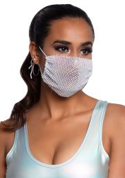 LEG AVENUE - HARLOW RHINESTONES FACE MASK COVER WHITE