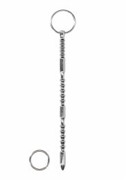 OUCH! - URETHRAL SOUNDING - METAL RIBBED DILATOR WITH RING 24CM
