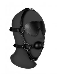 OUCH! XTREME - BLINDFOLDED HEAD HARNESS WITH SOLID BALL GAG