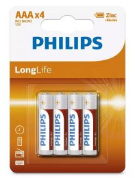 PHILIPS - LONGLIFE ZINC CHLORIDE ΜΠΑΤΑΡΙΕΣ AAA R03 MICRO 4ΤΜΧ