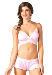 Leg Avenue - Lace Trimmed Bralette & Short pink