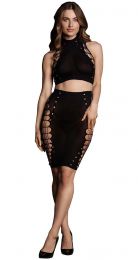 LE DESIR - KALA XXXVII TWO PIECE WITH TURTLENECK, CROP TOP AND SKIRT