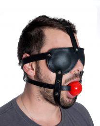 Extreme Leather Head Harness & Gag